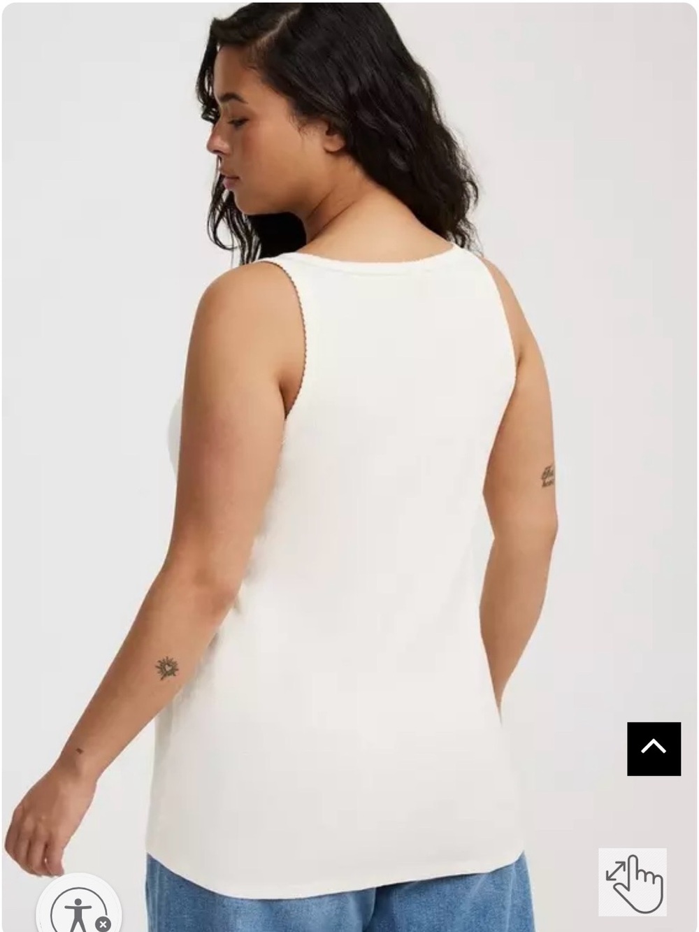 TORRID TANK TOP, SIZE 2X, POINTELLE CREAM, BUTTON FRONT, SQUARE NECK, NWT - Picture 3 of 10